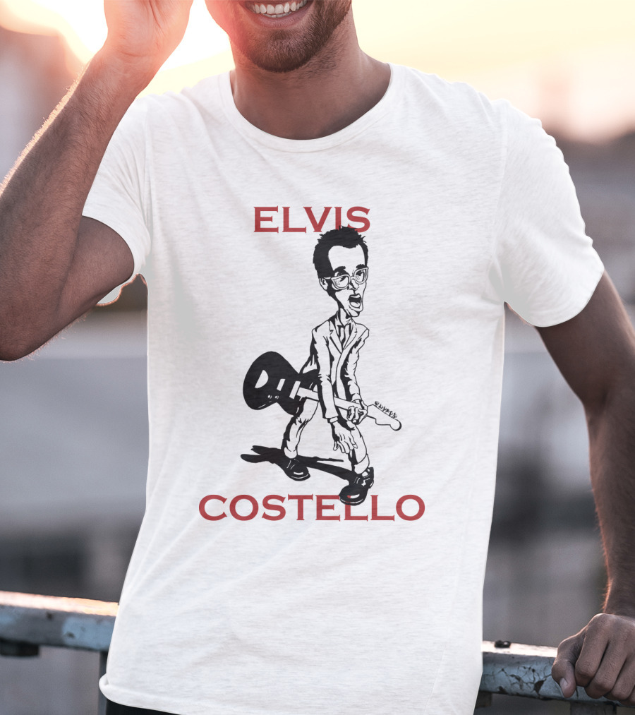 Elvis Costello Caricature With Guitar T-Shirt