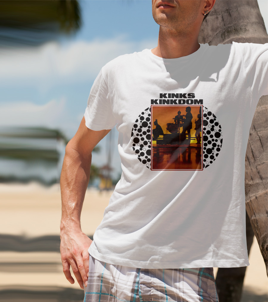 Kinks Kinkdom TKK 08 Band Silhouette With Drum Set And Spotted Circles T-Shirt