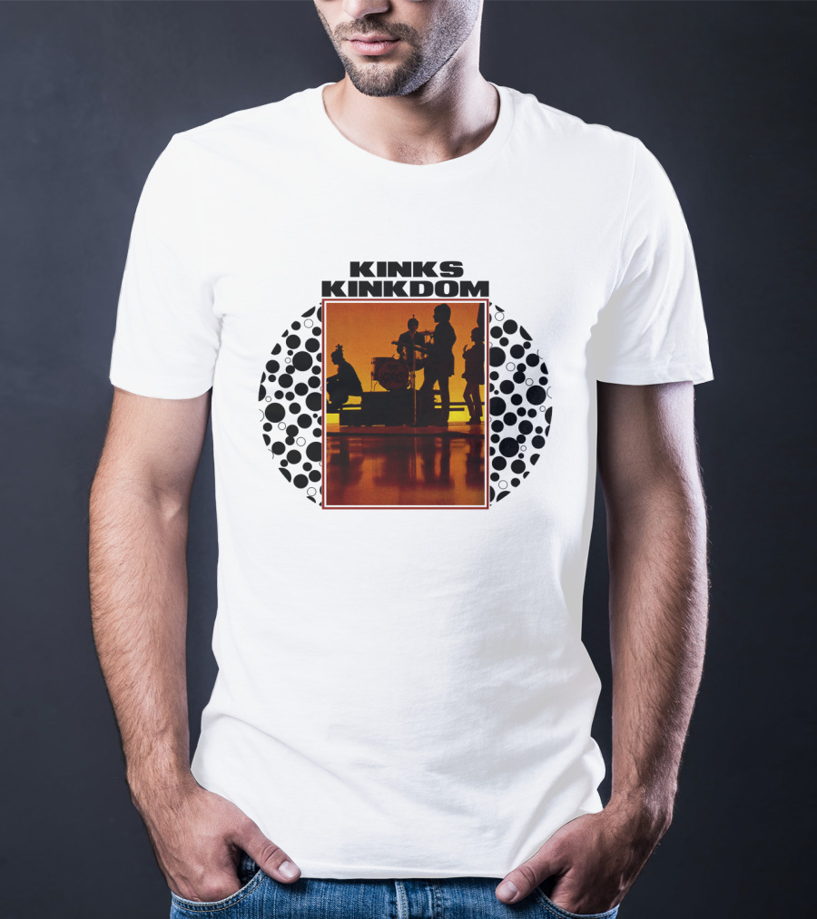 Kinks Kinkdom TKK 08 Band Silhouette With Drum Set And Spotted Circles T-Shirt