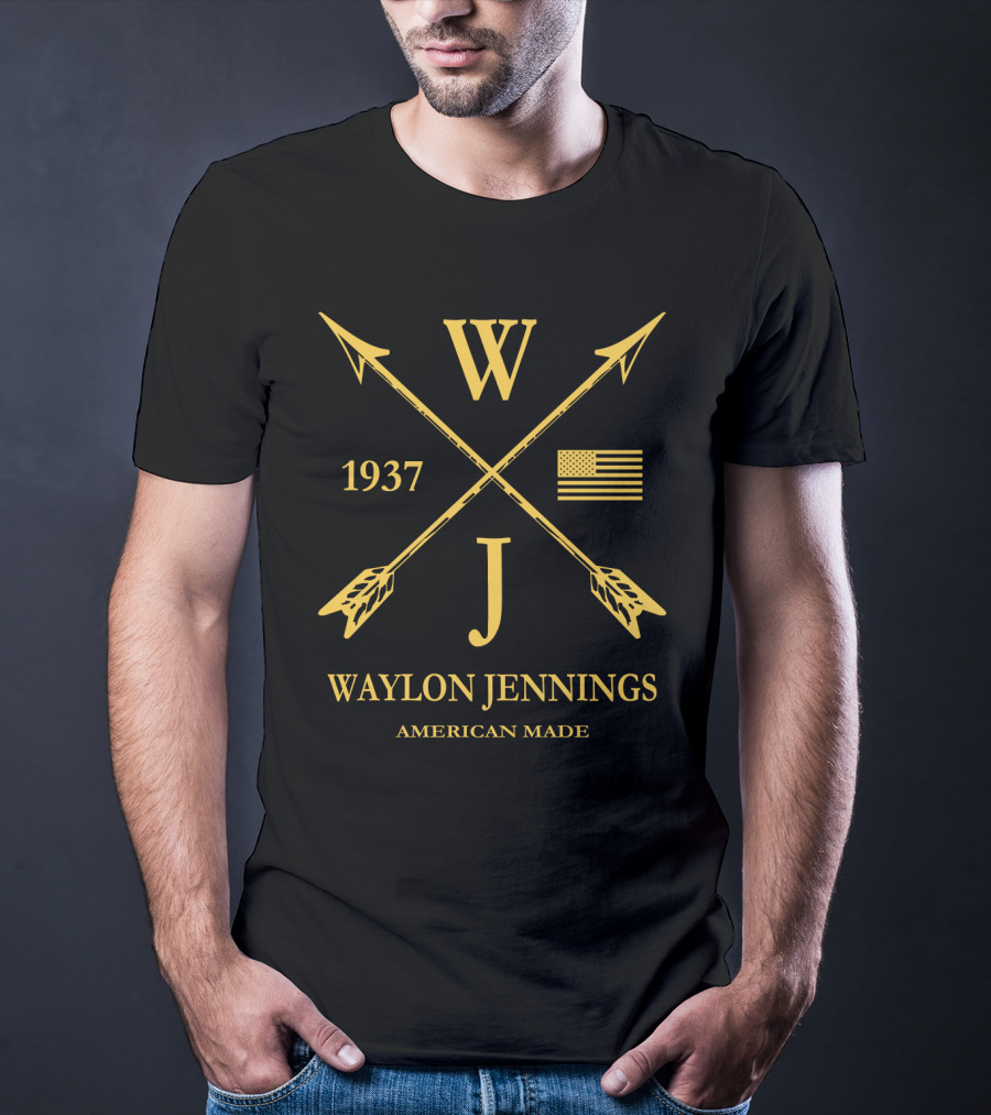 Waylon Jennings WJ 1937 American Made USA Flag Arrows T-Shirt