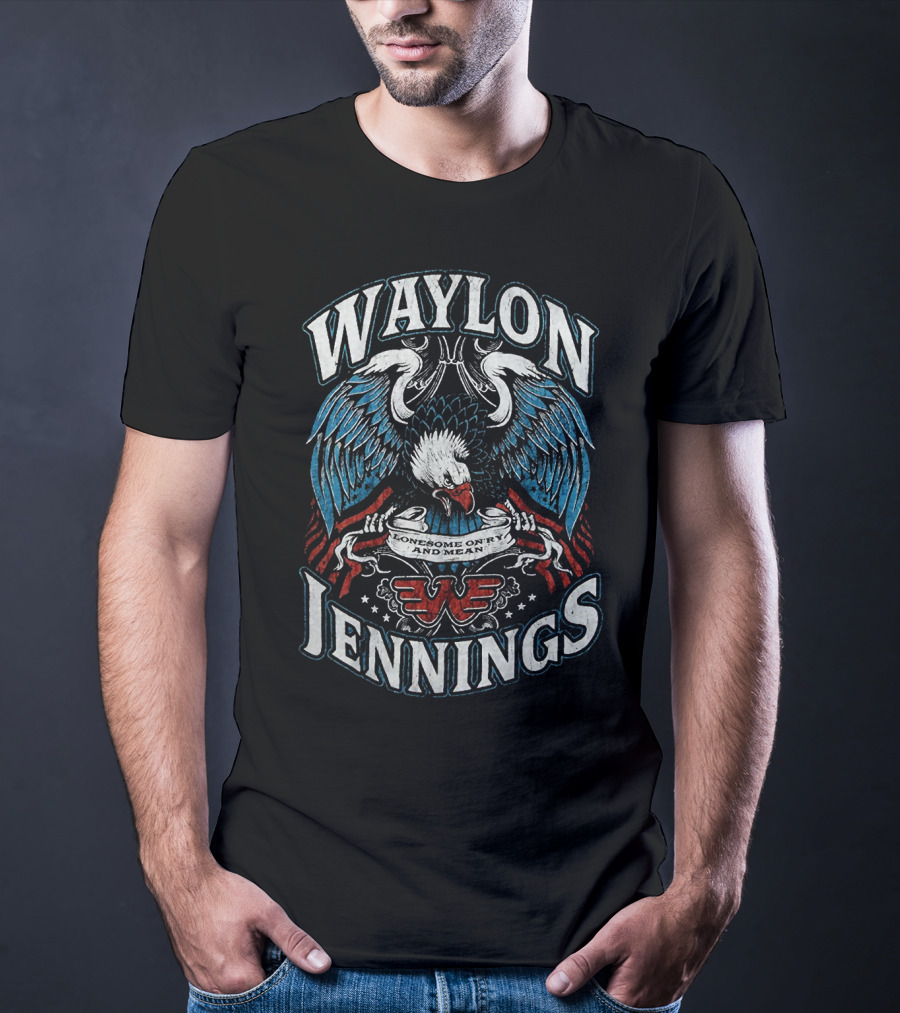 Waylon Jennings Lonesome On'ry And Mean Eagle T-Shirt