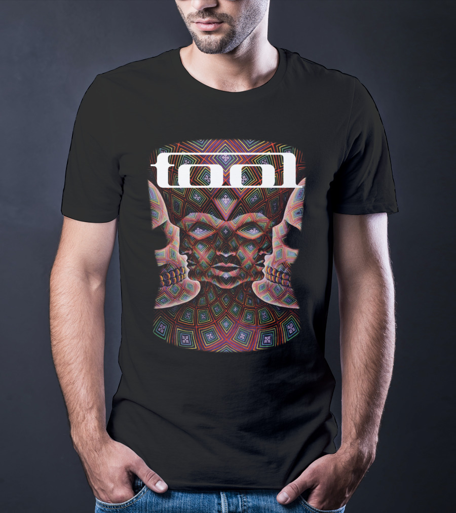 Tool Band Psychedelic Face Geometric Pattern Artwork T-Shirt