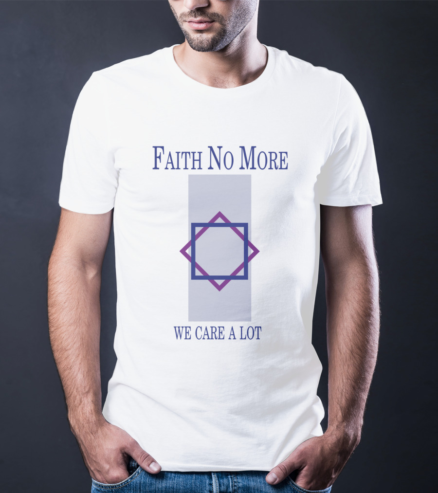 Faith No More We Care A Lot Square Design Purple Blue T-Shirt
