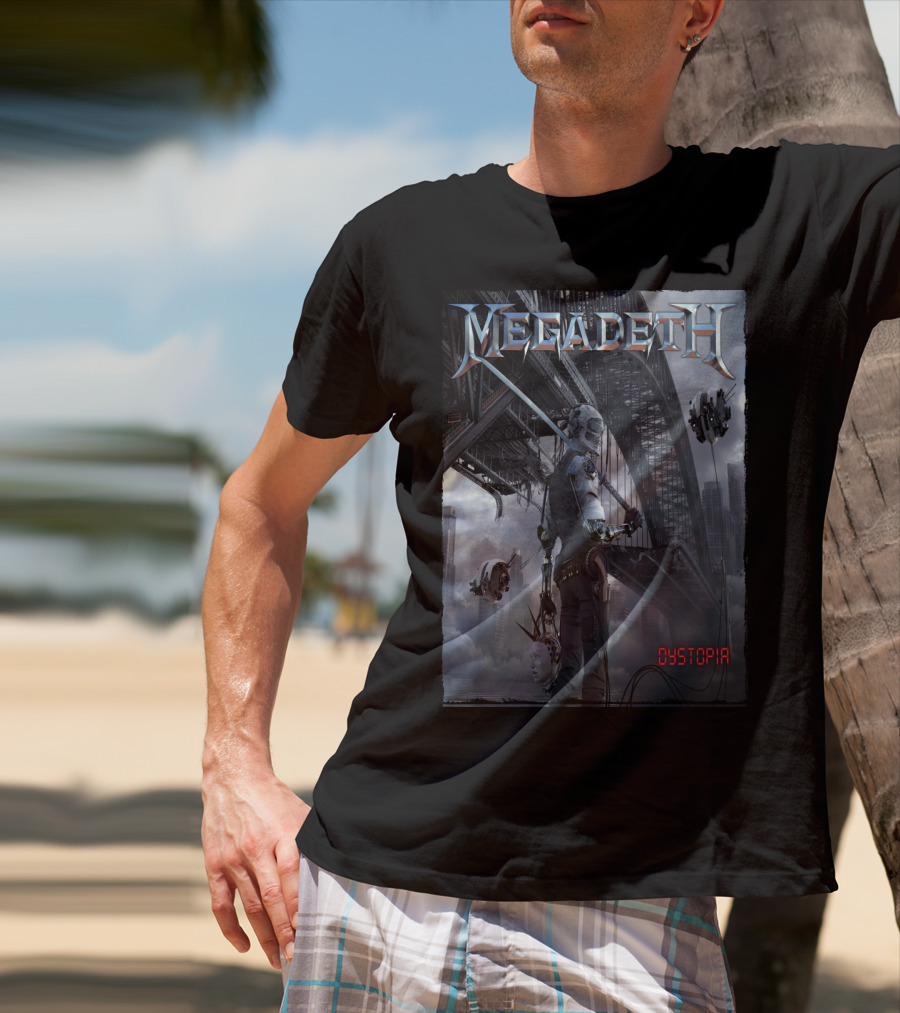 Megadeth Dystopia Album Art Robotic Future Bridge Scene T-Shirt