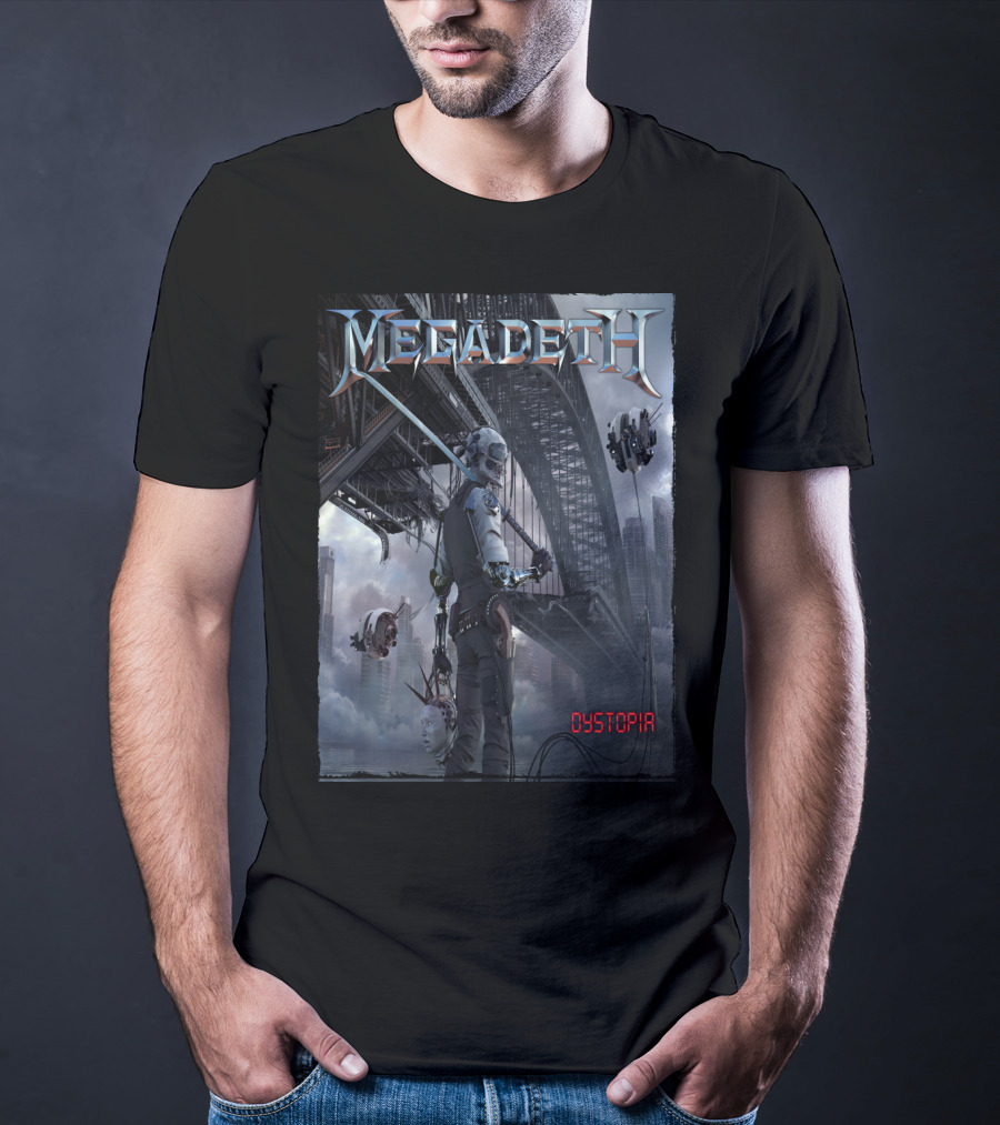 Megadeth Dystopia Album Art Robotic Future Bridge Scene T-Shirt