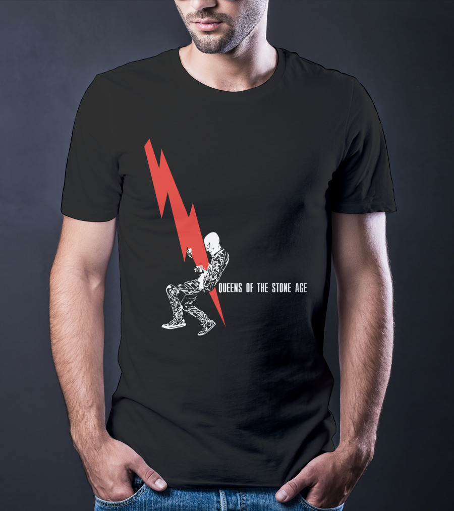 Queens Of The Stone Age Red Lightning Skeleton T-Shirt