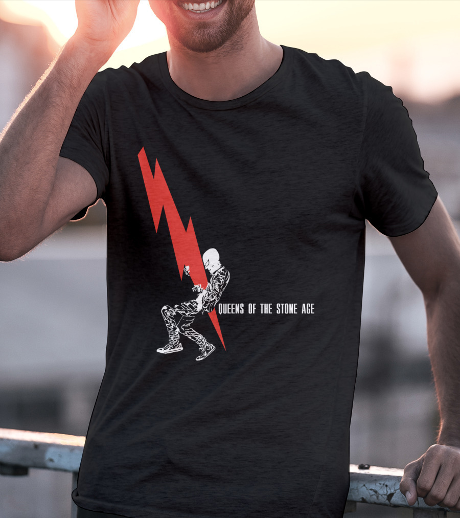 Queens Of The Stone Age Red Lightning Skeleton T-Shirt