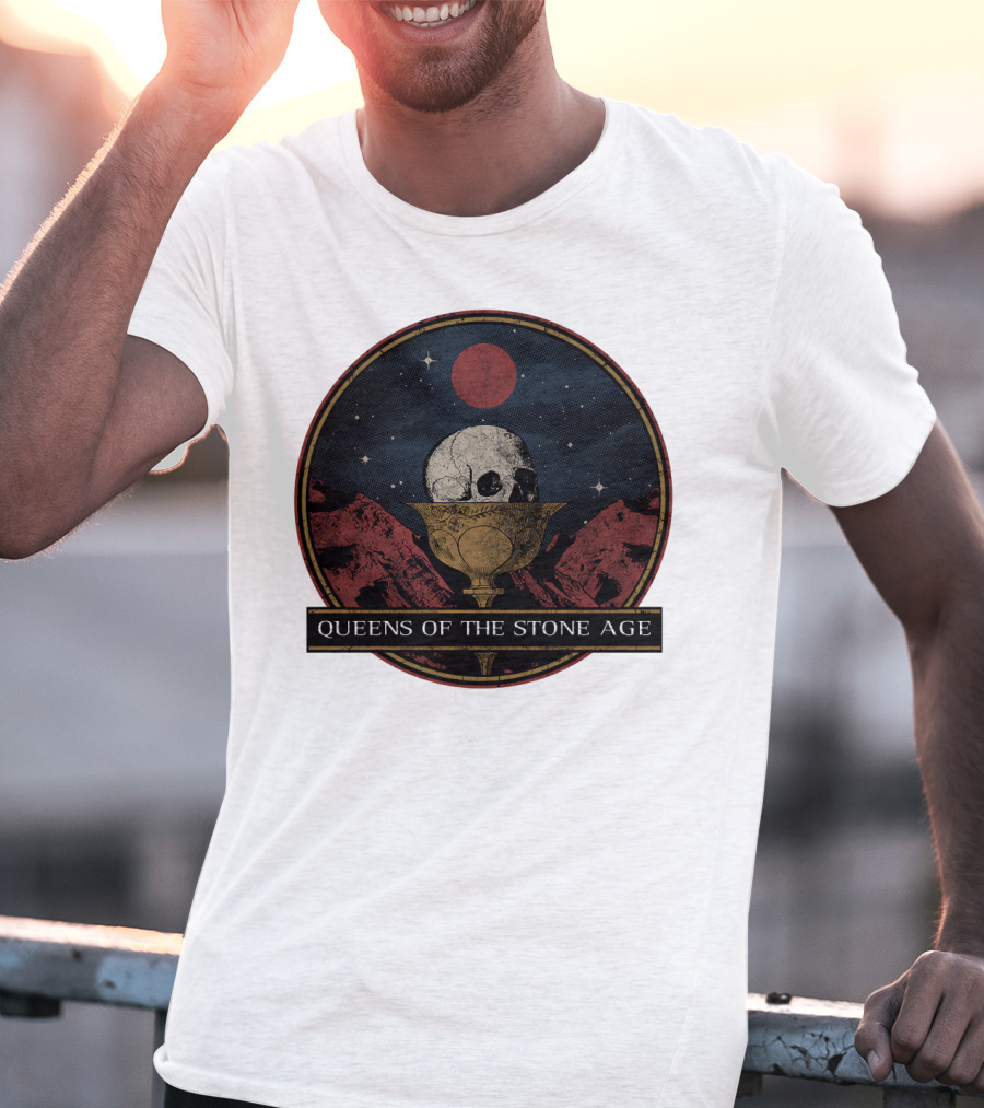 Queens Of The Stone Age Skull Goblet Moon Desert T-Shirt