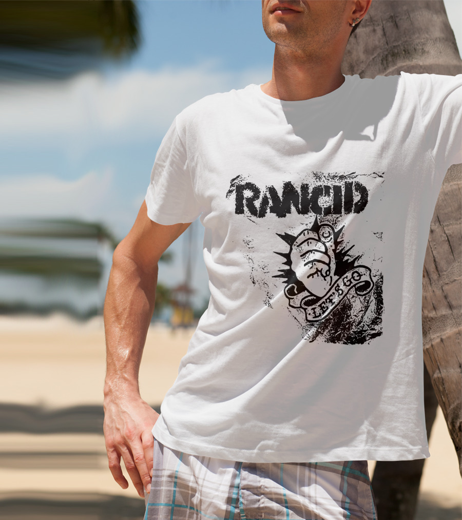 Rancid Let's Go Fist Logo Grunge Style T-Shirt