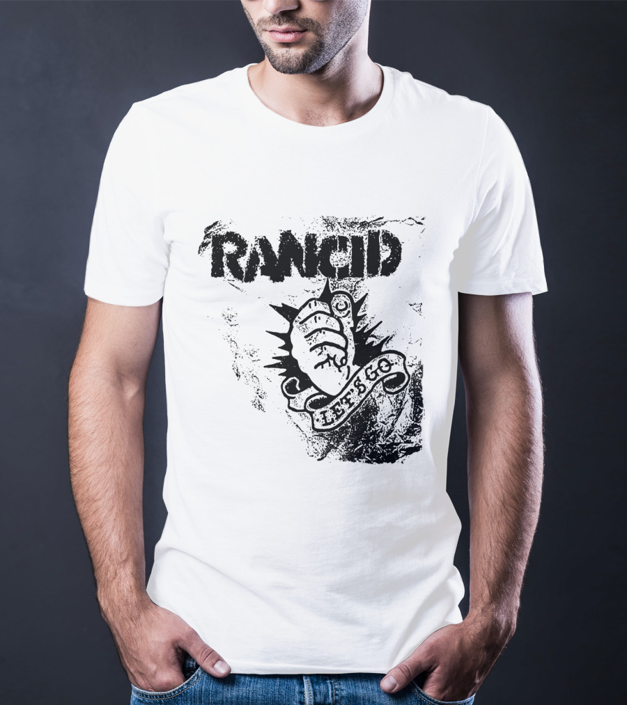 Rancid Let's Go Fist Logo Grunge Style T-Shirt