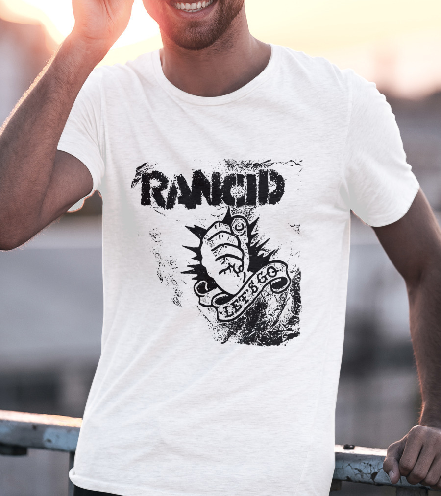 Rancid Let's Go Fist Logo Grunge Style T-Shirt