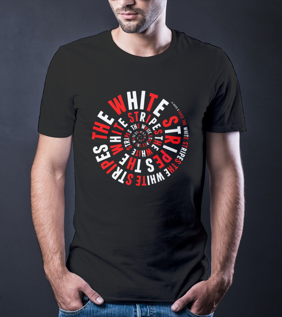 The White Stripes Spiral Text Optical Illusion T-Shirt