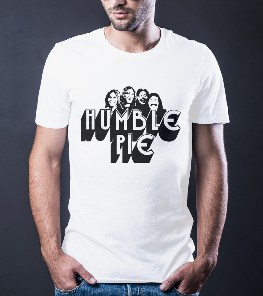 Humble Pie Band Members Black And White Retro T-Shirt
