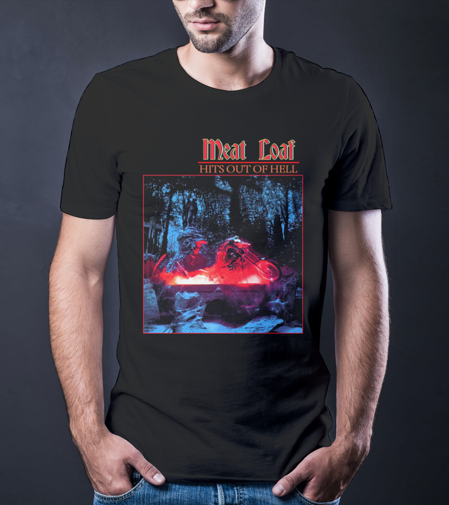 Meat Loaf Hits Out Of Hell Motorcycle Forest Scene T-Shirt