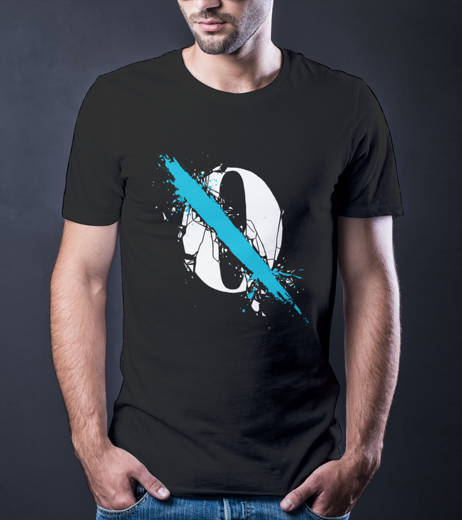 Qotsa Cracked Zero With Blue Diagonal Line T-Shirt