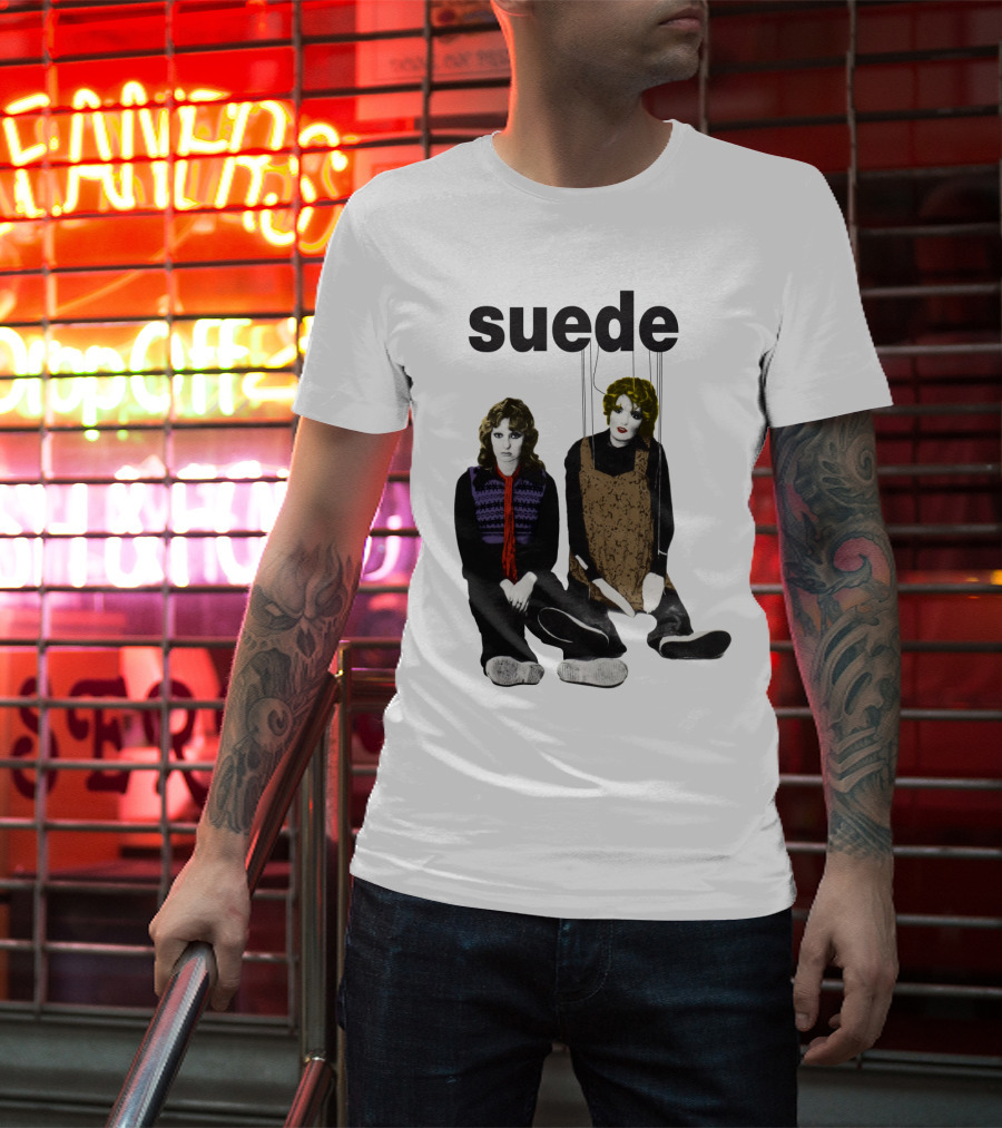 Suede Band Puppet Imagery With Colorful Outfits T-Shirt