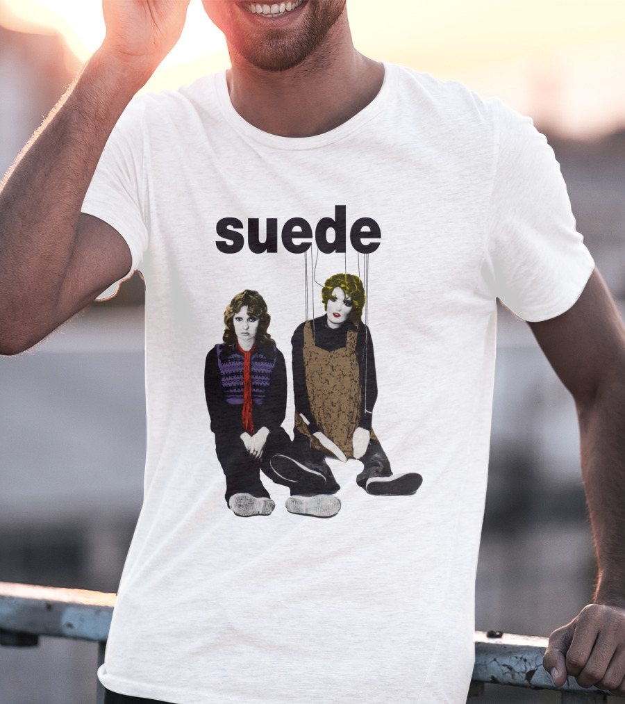 Suede Band Puppet Imagery With Colorful Outfits T-Shirt