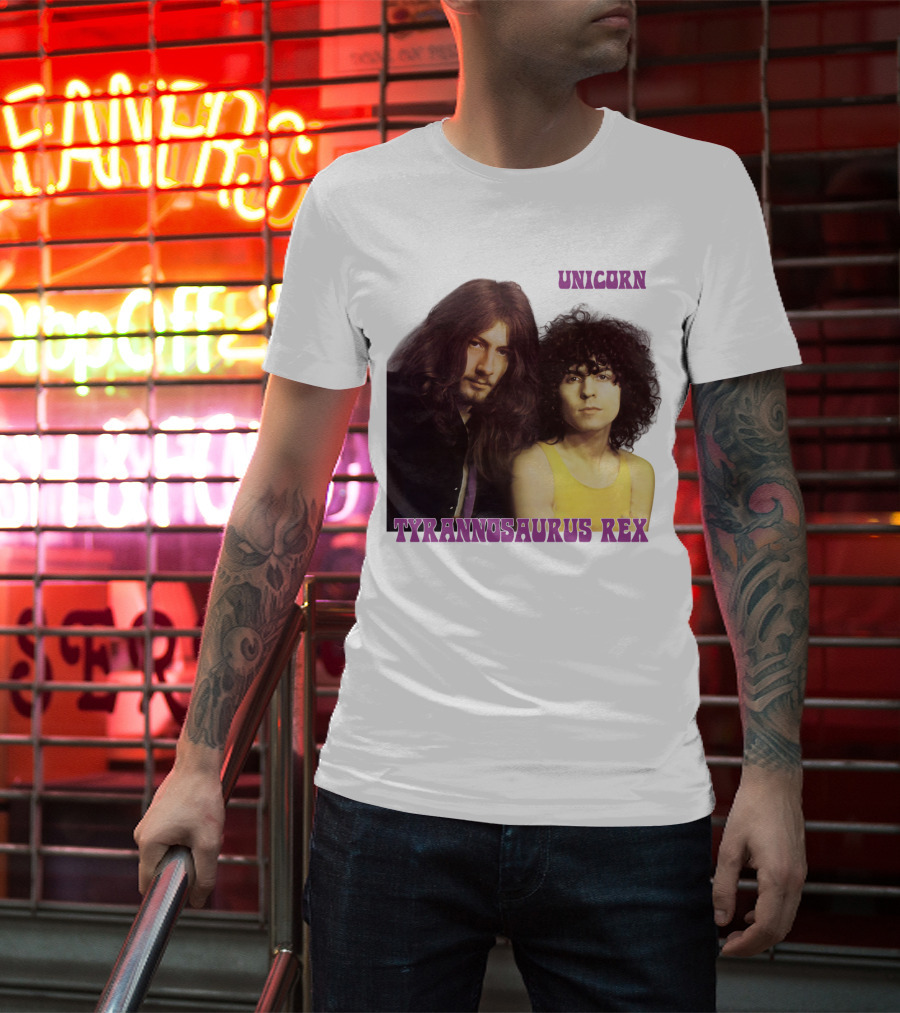 Unicorn Tyrannosaurus Rex Band Members Retro Photo T-Shirt