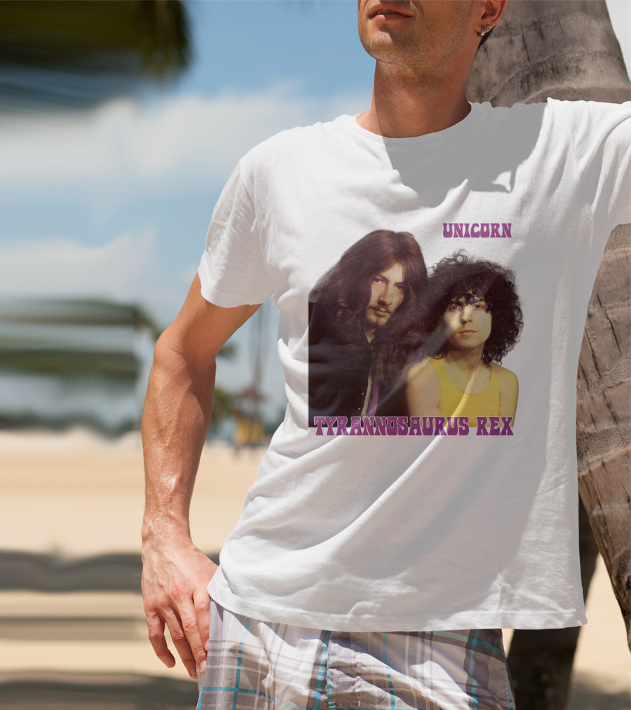 Unicorn Tyrannosaurus Rex Band Members Retro Photo T-Shirt