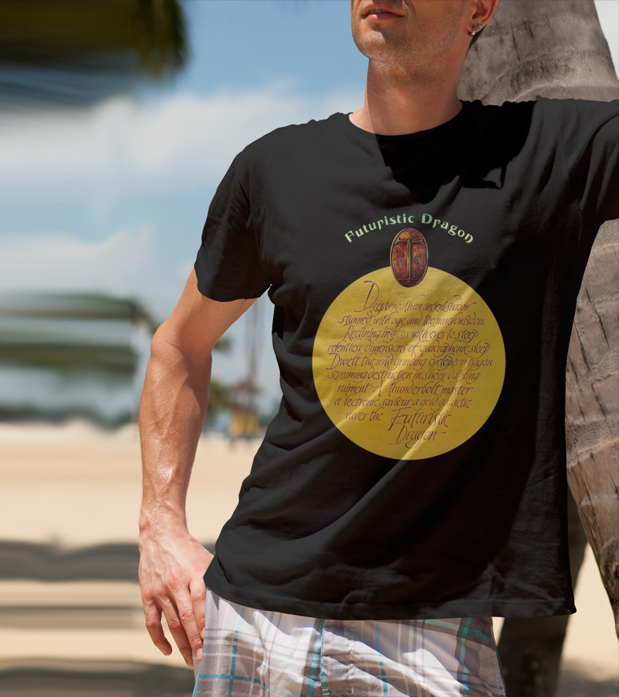 Futuristic Dragon Dwelling In Ancient Shadows With Thunderbolt Mastery T-Shirt