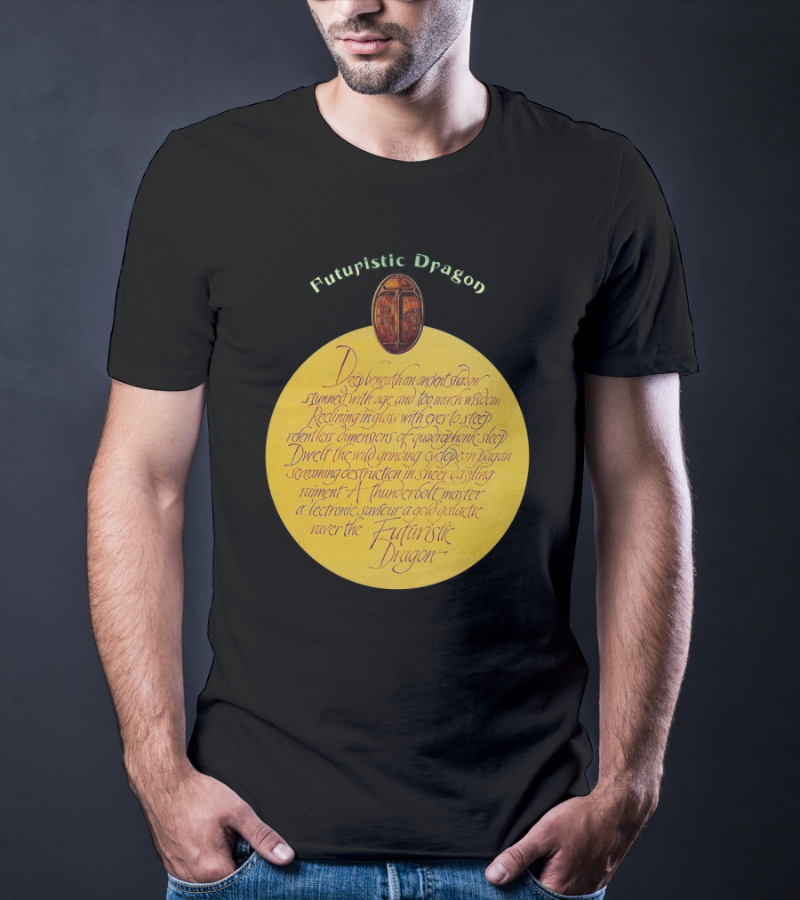 Futuristic Dragon Dwelling In Ancient Shadows With Thunderbolt Mastery T-Shirt