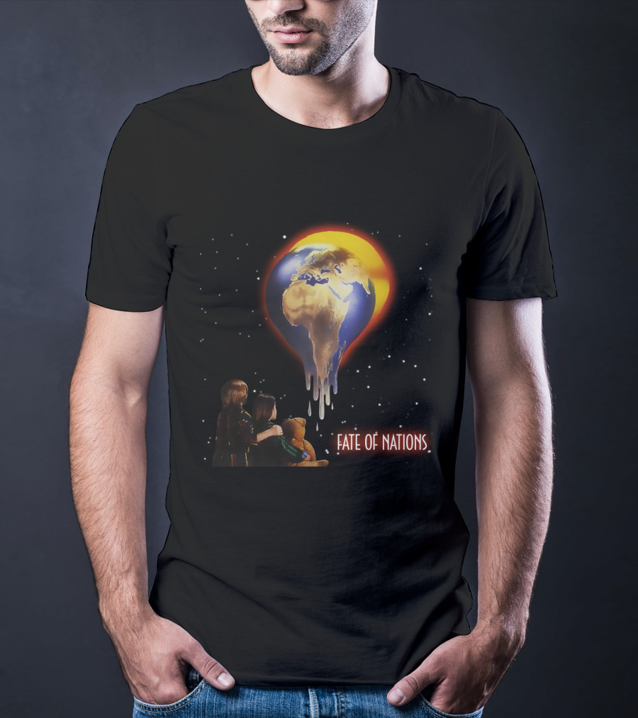 Fate Of Nations Melting Earth With Children And Teddy Bear T-Shirt