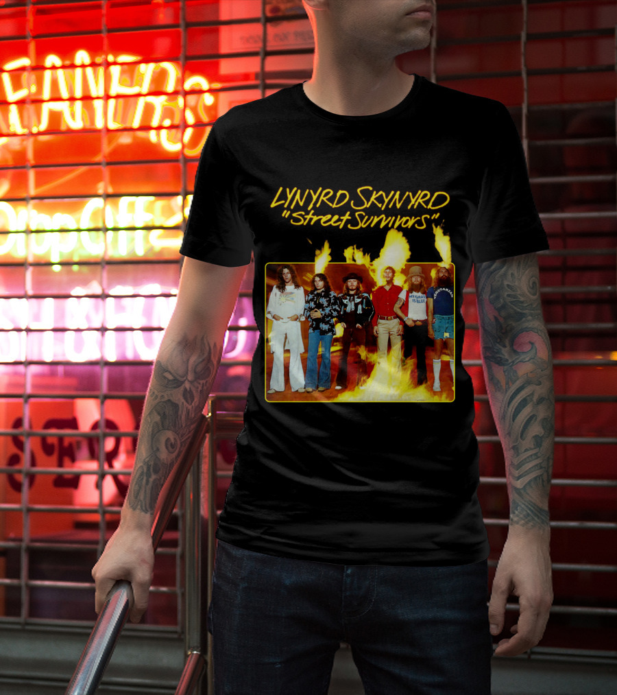 Lynyrd Skynyrd Street Survivors Album Cover Art Fiery T-Shirt