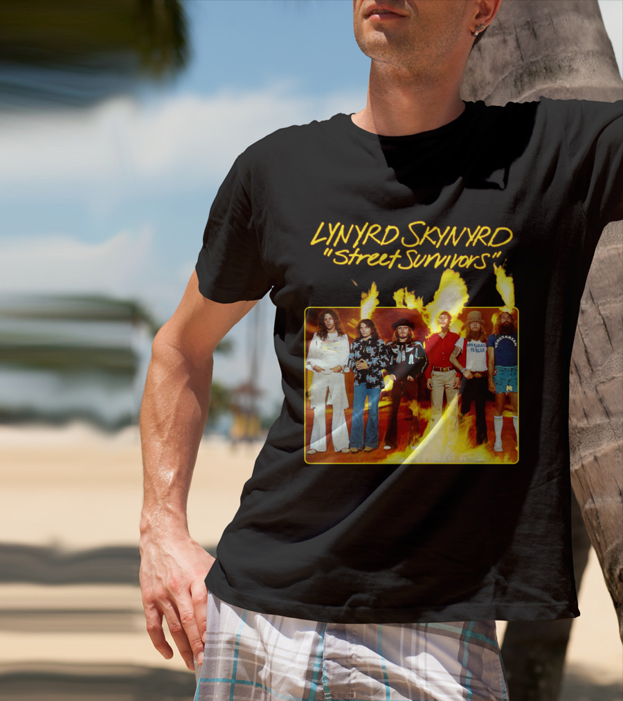 Lynyrd Skynyrd Street Survivors Album Cover Art Fiery T-Shirt