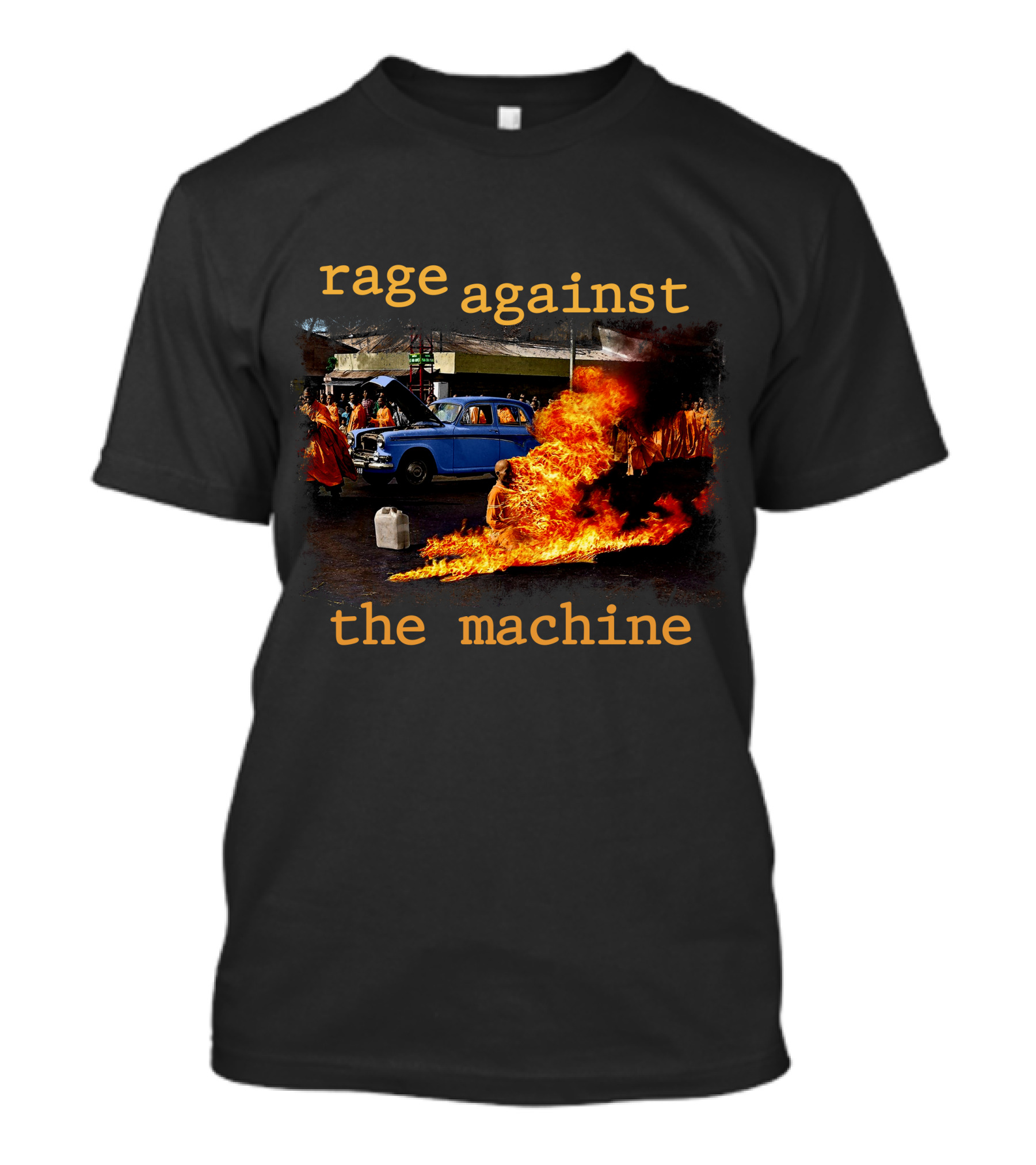 Rage Against The Machine Burning Car Riot Scene T-Shirt