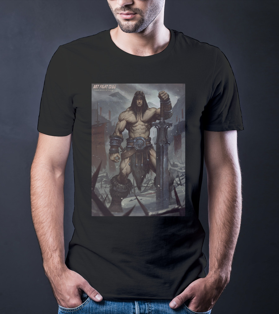 Art Fight Club Conan Chamba Sword Warrior Scene T-Shirt