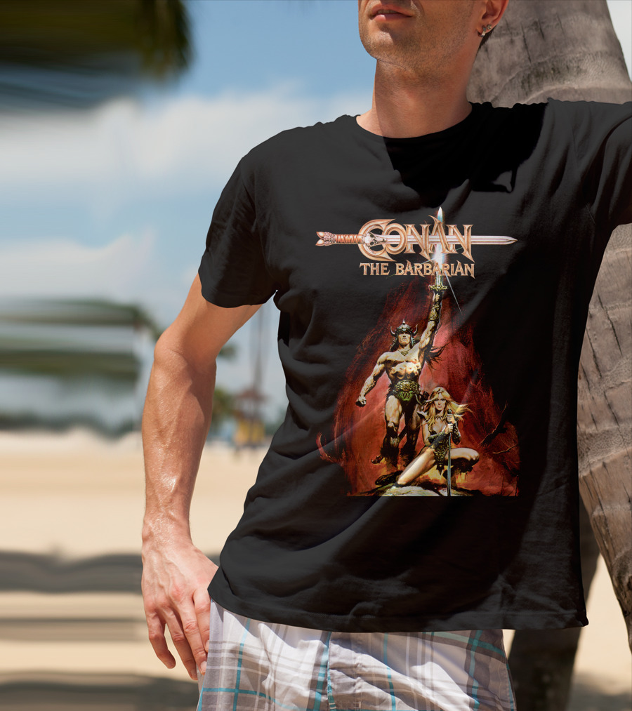 Conan The Barbarian Sword And Warrior Artwork T-Shirt