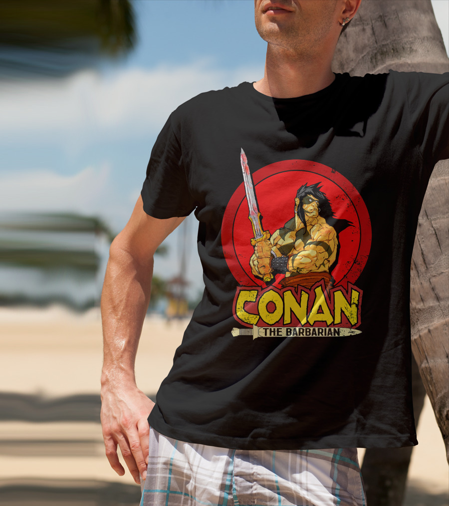 Conan The Barbarian Sword Warrior Red Circle T-Shirt