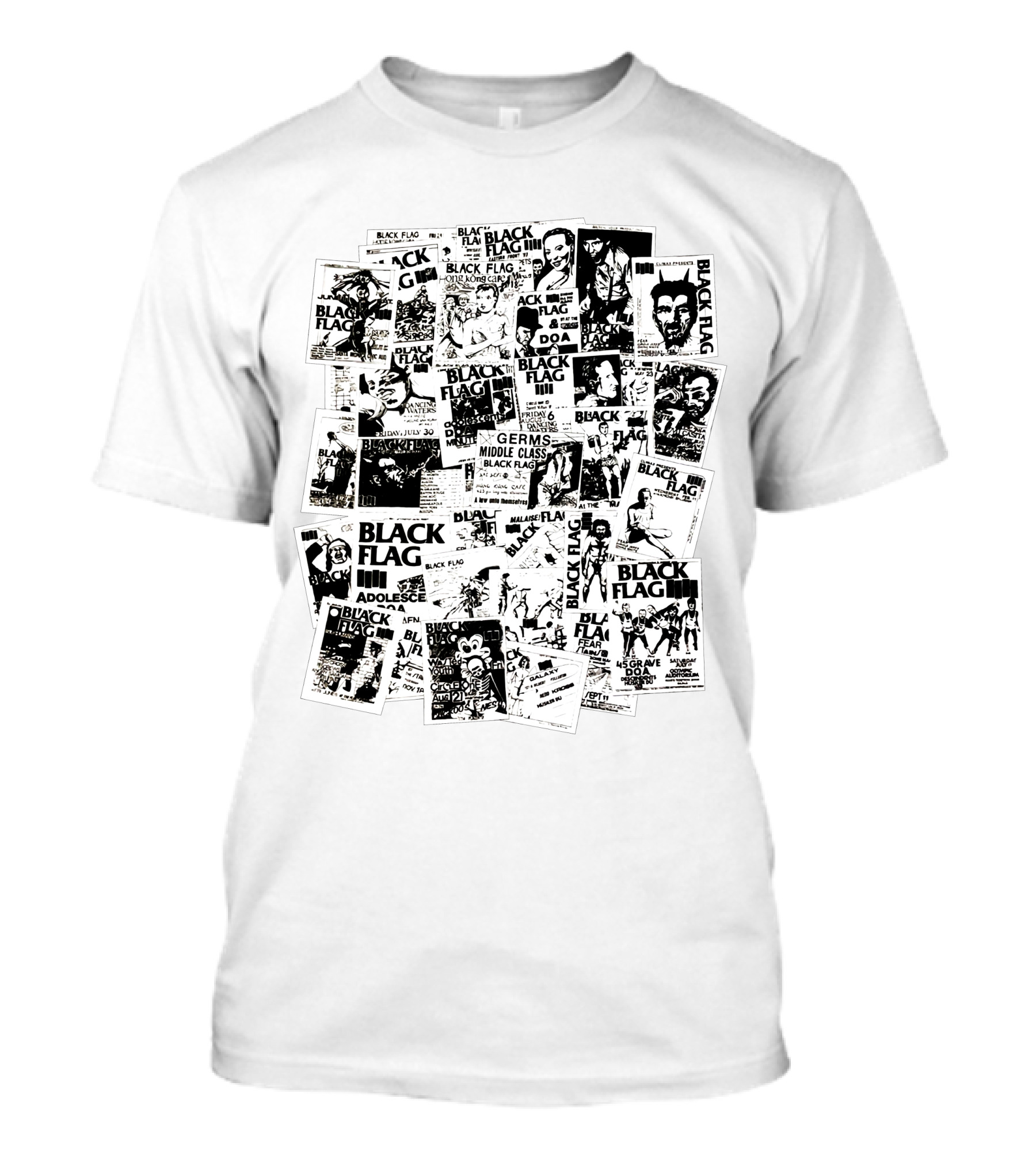 Black Flag Punk Collage With Germs Middle Class Adolescents Doa Battle Of The Bands T-Shirt