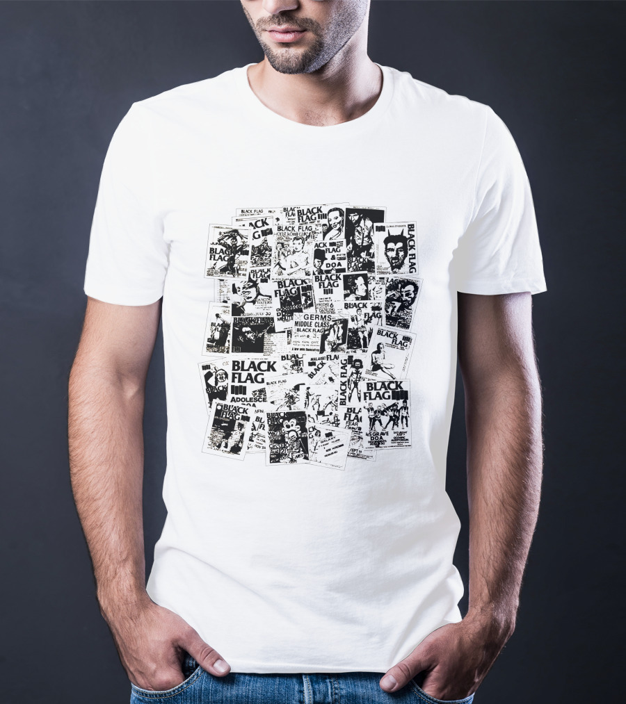 Black Flag Punk Collage With Germs Middle Class Adolescents Doa Battle Of The Bands T-Shirt