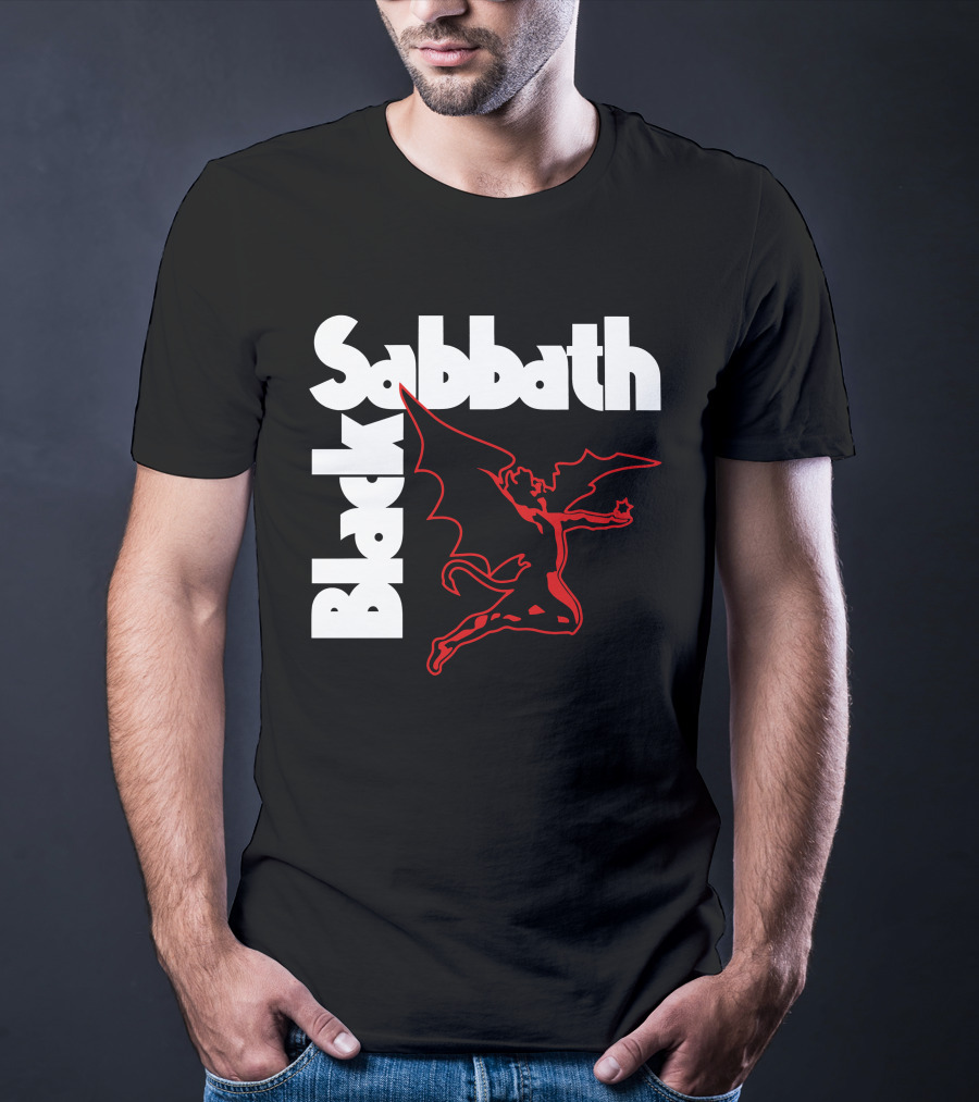 Black Sabbath Logo With Red Winged Figure T-Shirt