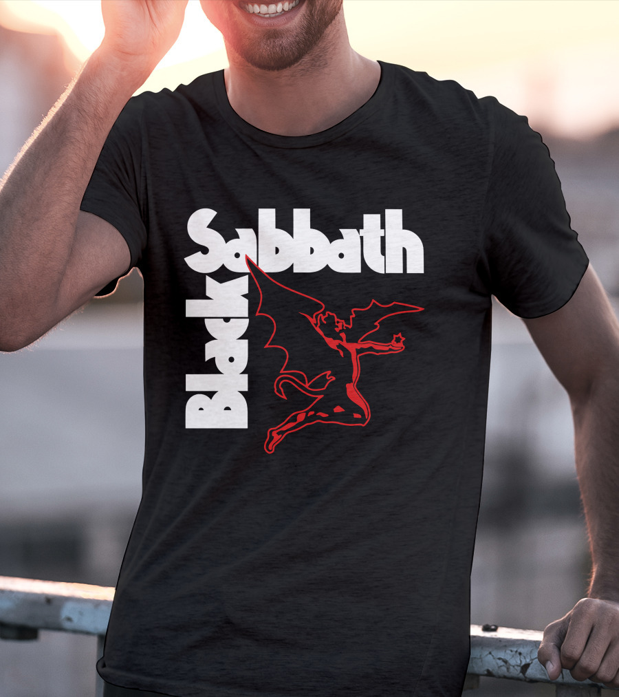 Black Sabbath Logo With Red Winged Figure T-Shirt