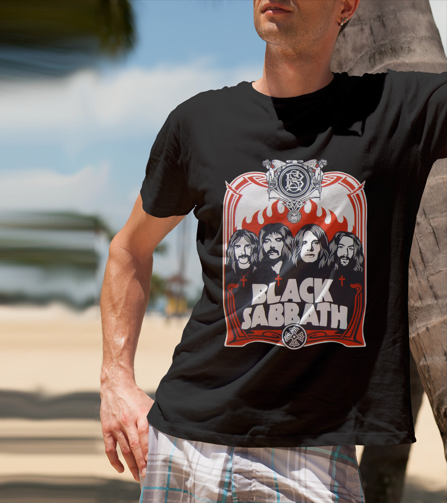 Black Sabbath Vintage Style Band Portrait With Gothic Symbolism T-Shirt