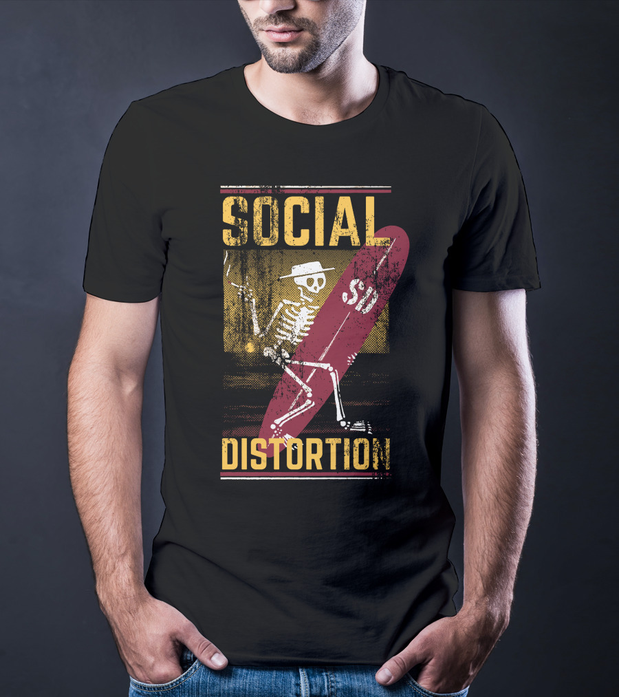 Social Distortion Skeleton With Surfboard Sdt T-Shirt