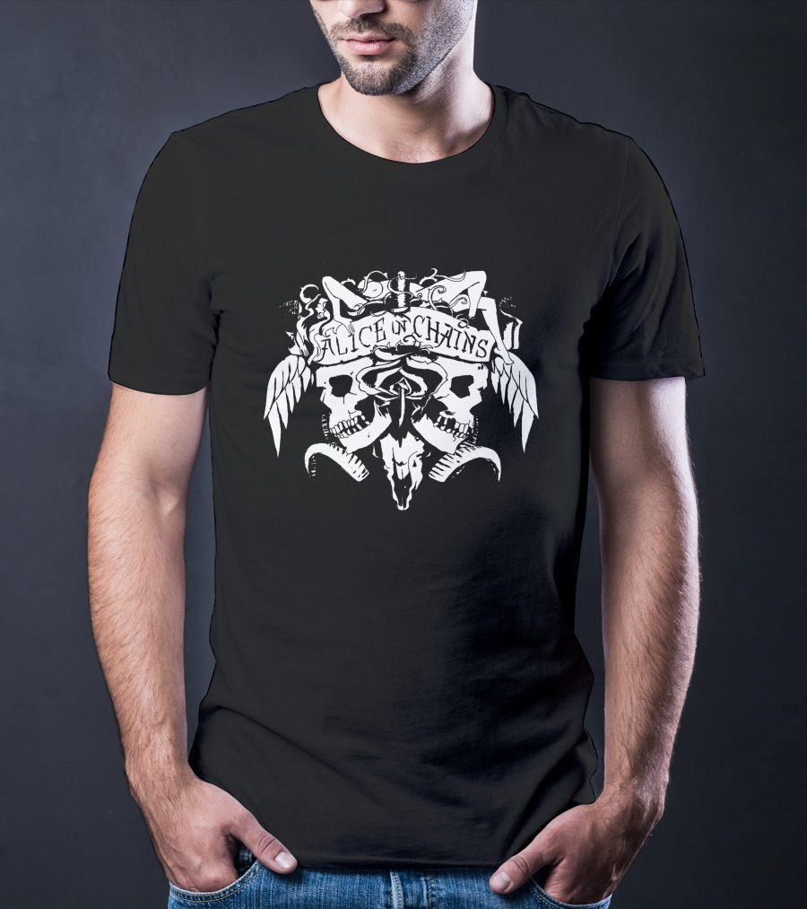 Alice In Chains Skull Wings Banner T-Shirt