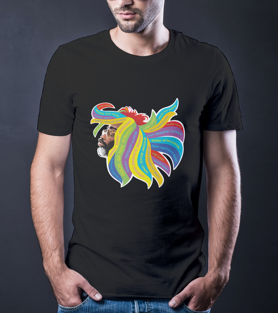 Psychedelic Funk Portrait With Bootsy Collins Dr. Funkenstein References In Vibrant Afro  Colors T-Shirt