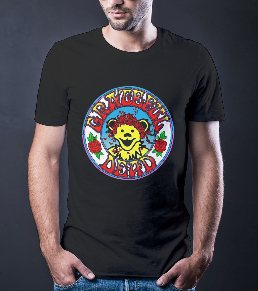 Grateful Dead Bear With Roses Circle T-Shirt