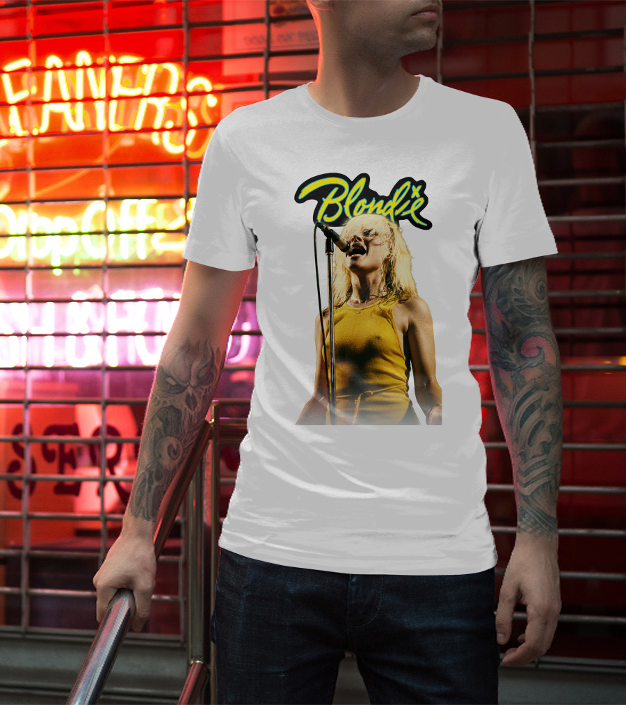 Blondie Live Performance Microphone Yellow Dress T-Shirt