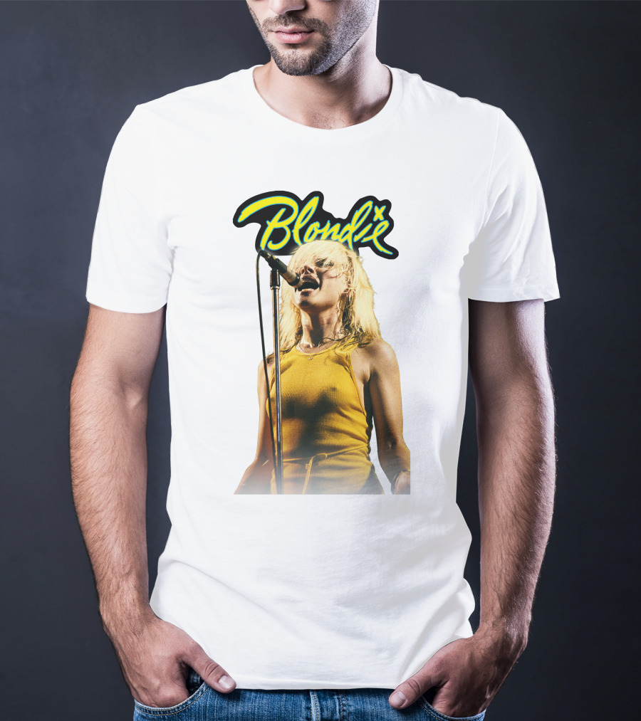 Blondie Live Performance Microphone Yellow Dress T-Shirt