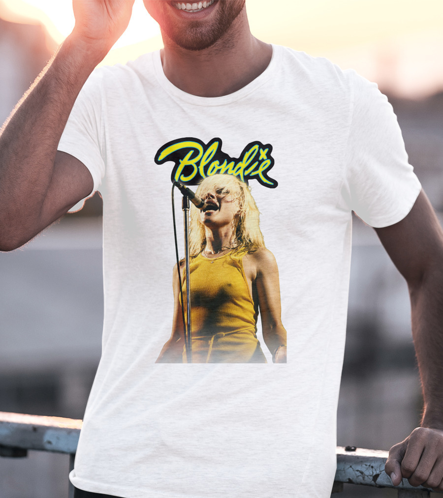 Blondie Live Performance Microphone Yellow Dress T-Shirt