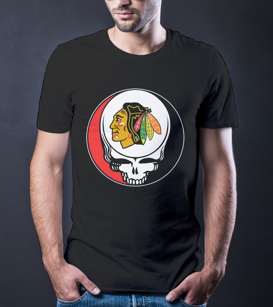 Chicago Blackhawks Grateful Dead Skull T-Shirt