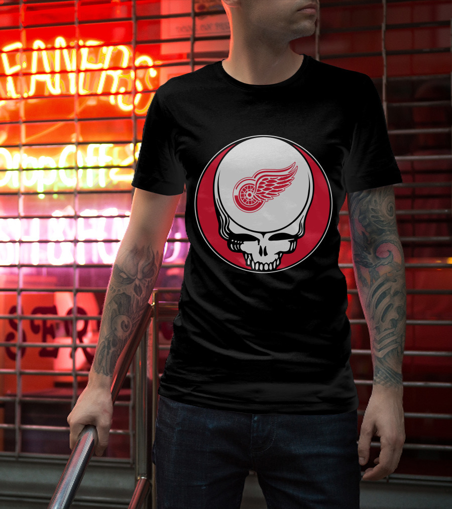 Detroit Red Wings Grateful Dead Skull T-Shirt