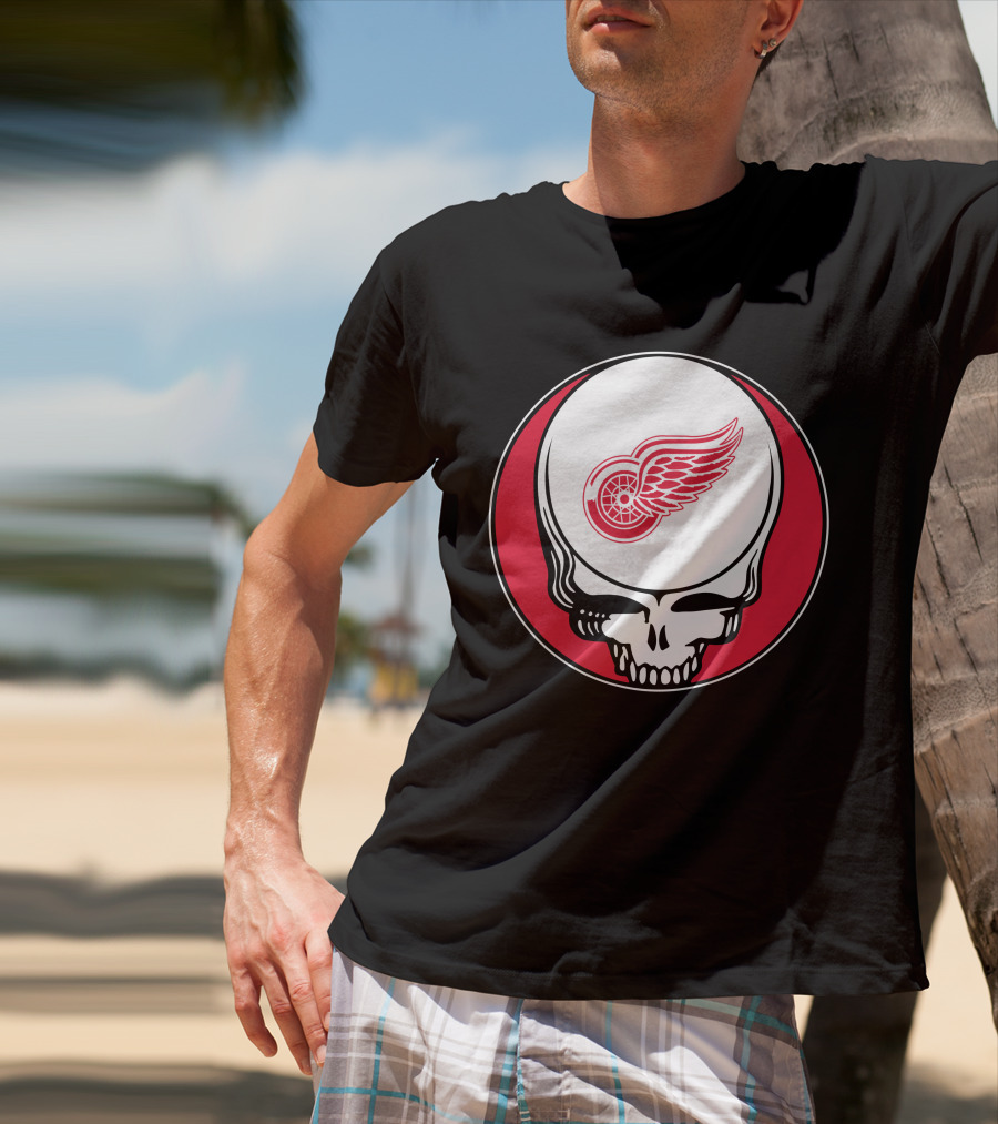 Detroit Red Wings Grateful Dead Skull T-Shirt