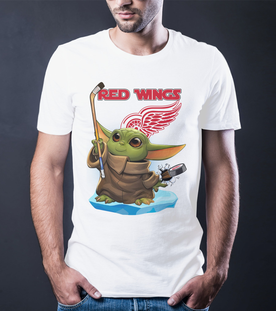 Baby Yoda Hockey Detroit Red Wings T-Shirt