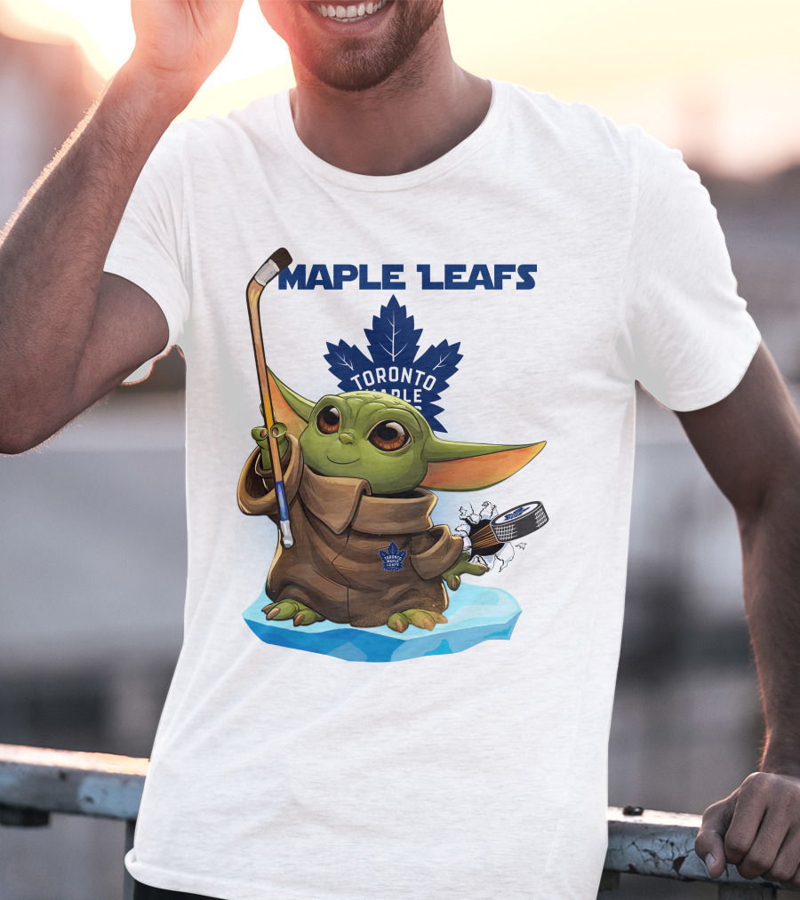 Baby Yoda Toronto Maple Leafs Hockey Fan T-Shirt