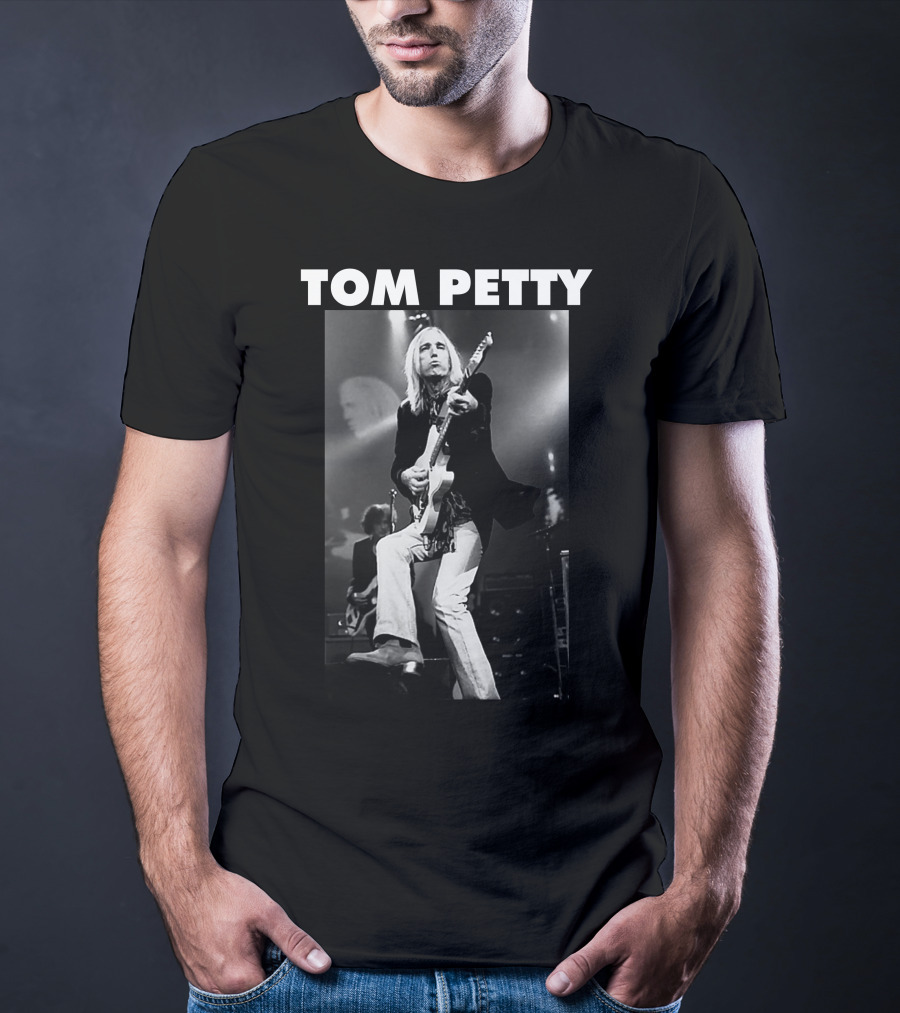 Tom Petty Rock Legend Performance Black And White T-Shirt